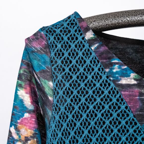 Mixed Media Colorful Art to Wear Top Women's Size SMALL Boho Abstract Patchwork - Picture 5 of 8